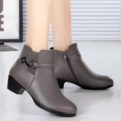 Winter Genuine Leather Women's Martn Boots Wool Warm Ankle Boots Large Size Gray Party Boots Women