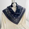 Thin Cashew Nut Print Silk Scarf Korean Square Handkerchief Simple Cotton Square Scarf  Women