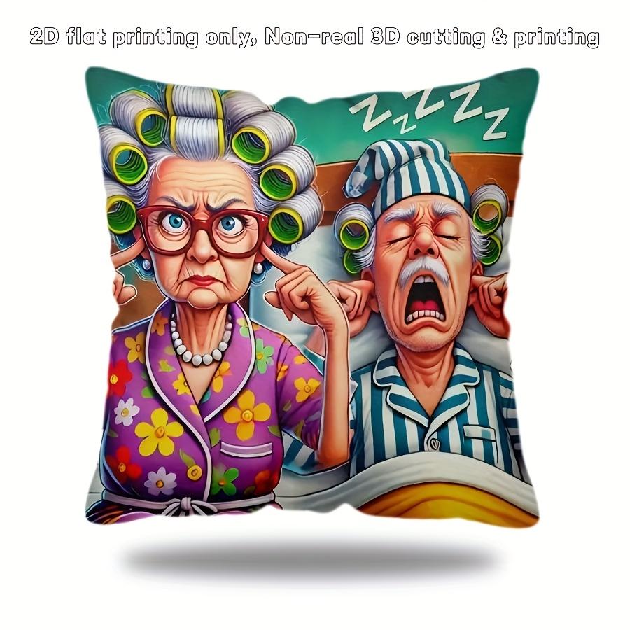 Whimsical Elderly CharacterPrinted Pillowcases for Unique Home Decor Sofa Seat Mattress Coverhome Decoration