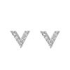 Bokstav V øredobber Engelske øredobber for kvinner litt innlagt med glitrende diamanter Trendy Temperament Enkelt