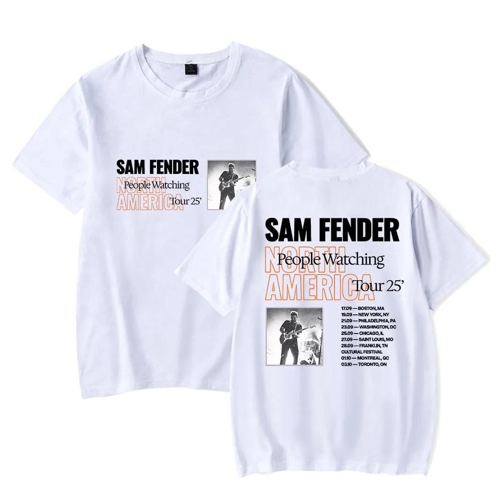 Sam Fender People Watching Gira Norteamérica 2025 Camiseta de manga corta de algodón puro con cuello redondo de moda para unisex y mujeres