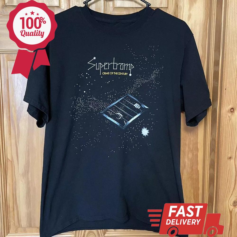 Rare Supertramp Band Black Cotton Short Sleeve T-Shirt Unisex Unisex T-Shirt XL