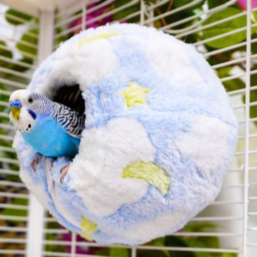 Versatile Fleece Imitation Woven Bird Nest Round Thickened Parrot Sleeping House Detachable Warm Bird Breeding Nest Four Seasons