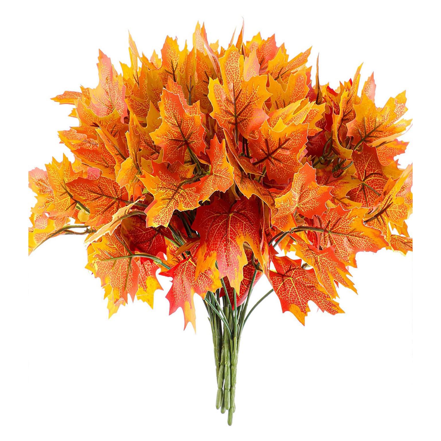 

1/2/5pcs Artificial Plastic Seven Branches Red Maple Leaves Decoration Home Kitchen Office DIY Weddings Hotels Halloween Decor 1PC