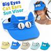 Big Eyes Cat Cat Ears Visor Cap Quick-drying Empty Top Cap Cute Sun Visor  Women Summmer