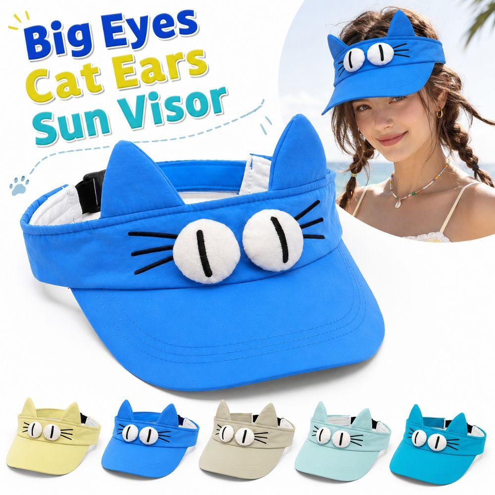 Big Eyes Cat Cat Ears Visor Cap Quick-drying Empty Top Cap Cute Sun Visor Women Summmer