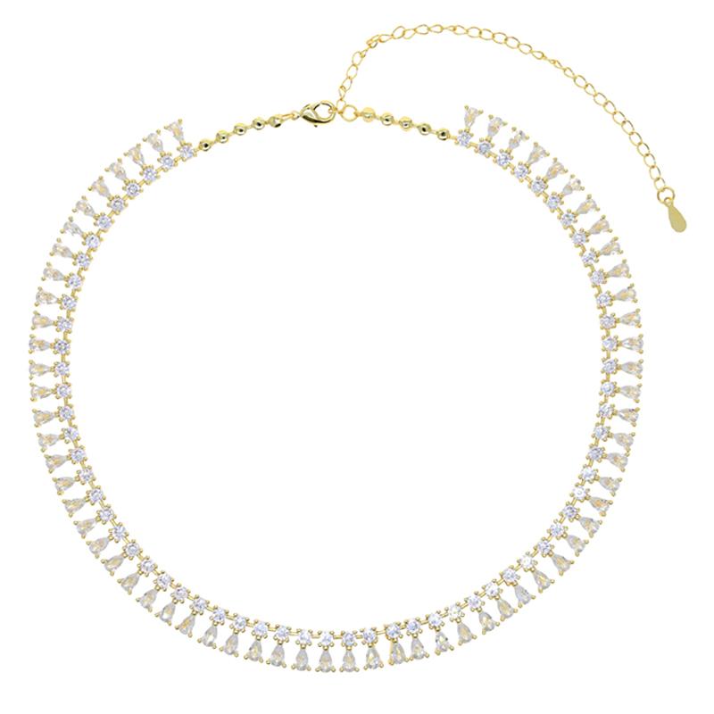 High Quality Iced Out Bling Sparking Clear Cubic Zirconia CZ Paved Star Starburst Charm Choker Necklace For Women