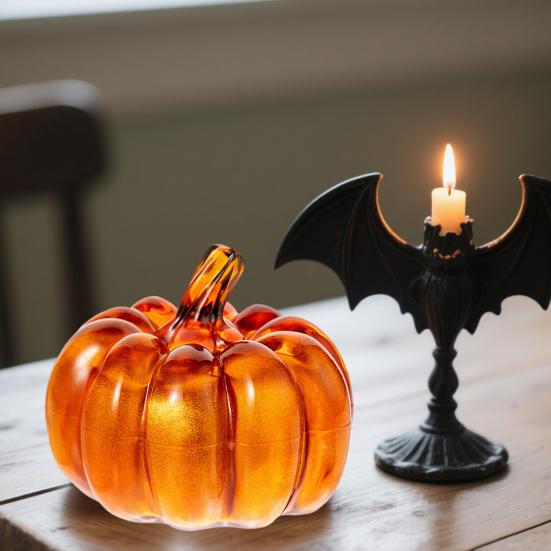 Mini křišťálová dýňová figurka Sběratelská umělá dýně Stolní ozdoba pro podzimní sklizeň Den díkůvzdání Halloween