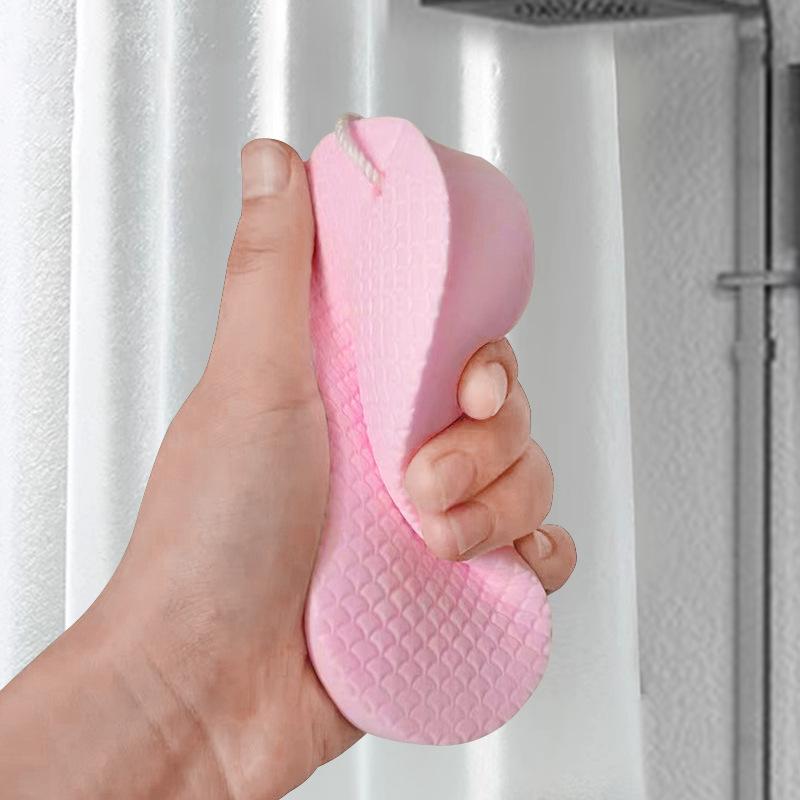 Kinderbadeschwamm zum Baden zum Entfernen von Schmutz, erbsenförmiger Scheuerschwamm, mondförmiges Badetuch, Schlammschwamm