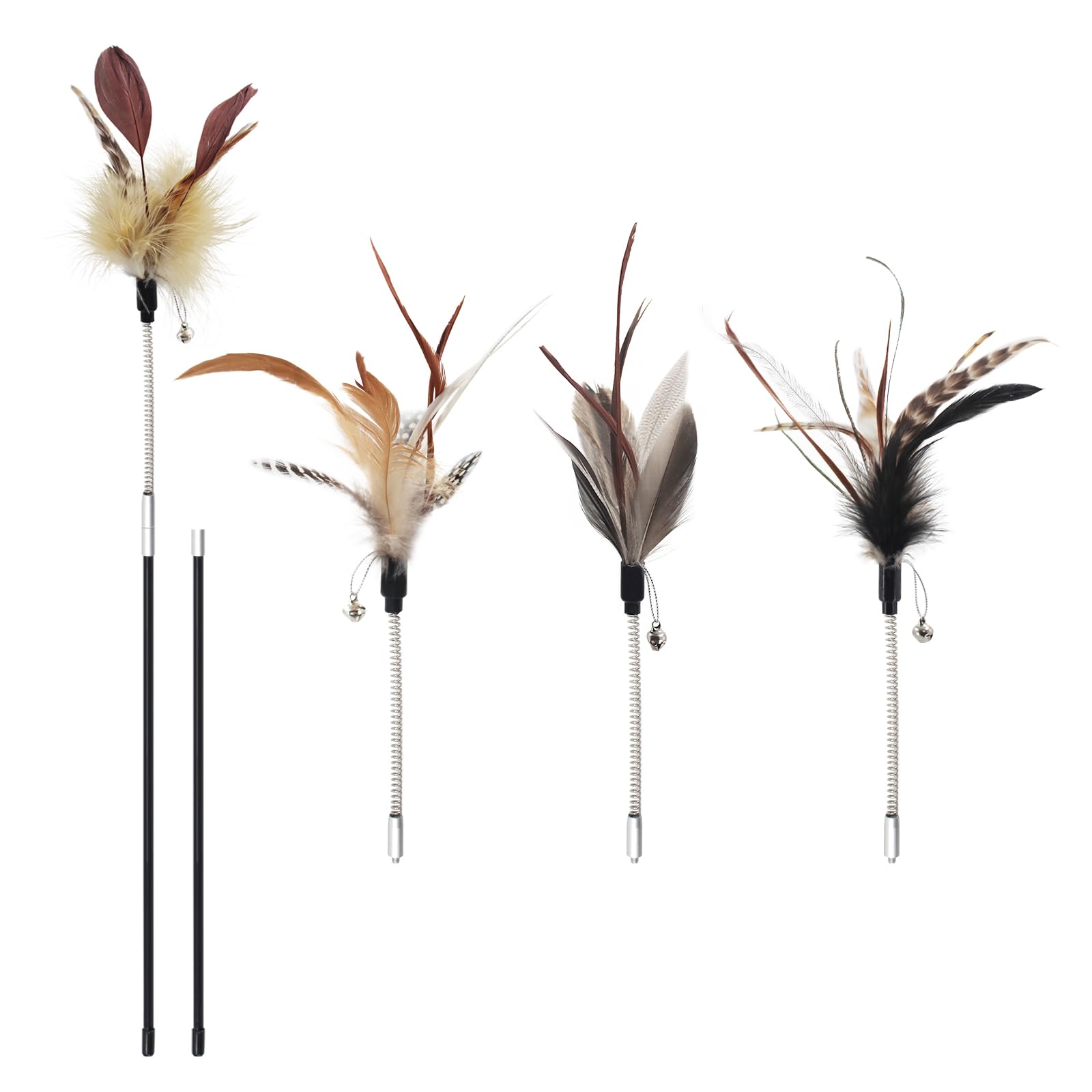 

SONGWAY Cat Toy Feather Cat Teaser Popular Feather Cat Toy Natural Feathers Approximately 60cm Long Pole