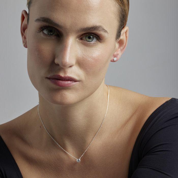 Luxenter Collier de zirconium brillant finition en rhodium - Akele