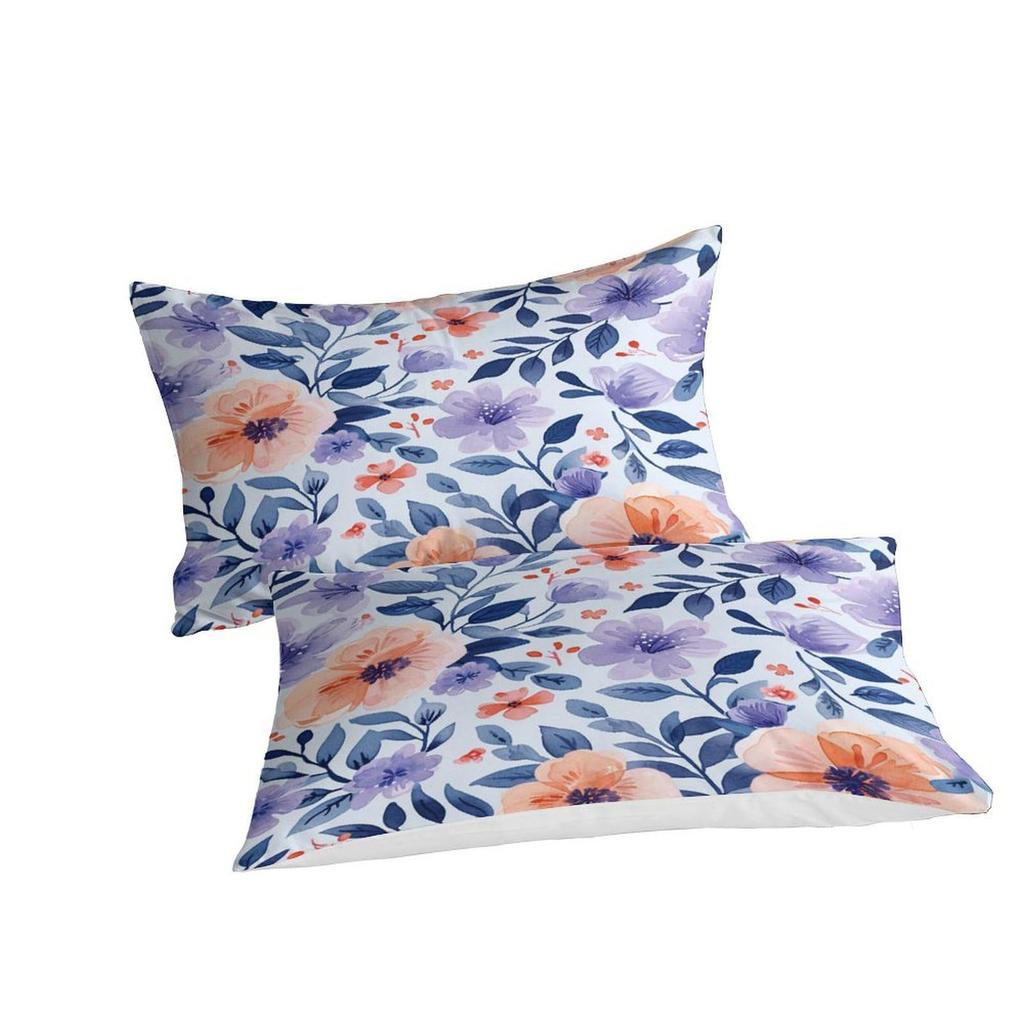 Purple Flower Print Bedding Bedroom Set Duvet Cover With Pillowcase Three-Piece Set