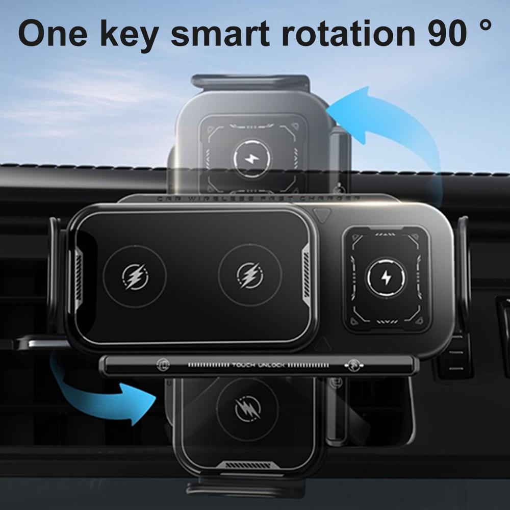 Car Wireless Charger Dual Coil Fold Screen Car Fast Charging Stand for Samsung Galaxy Z Fold 6 Flip 3 Air Vent Car Phone Holder