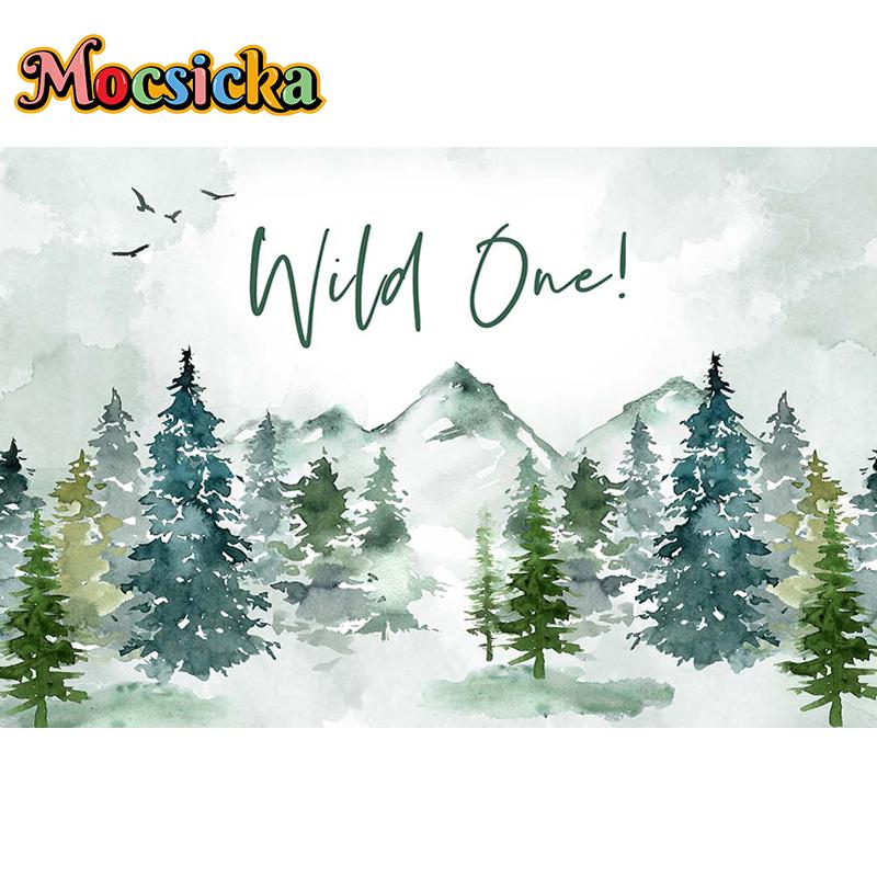 Mocsicka Safari Birthday Party Photography Background Forest Jungle Baby Shower Children Customized Photo Backdrop Banner