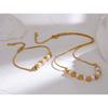 Yhpup Natural Freshwater Pearl Stainless Steel Beads Chain Necklace Bracelet Bangle Gold Color Vintage Handmade Jewelry Women