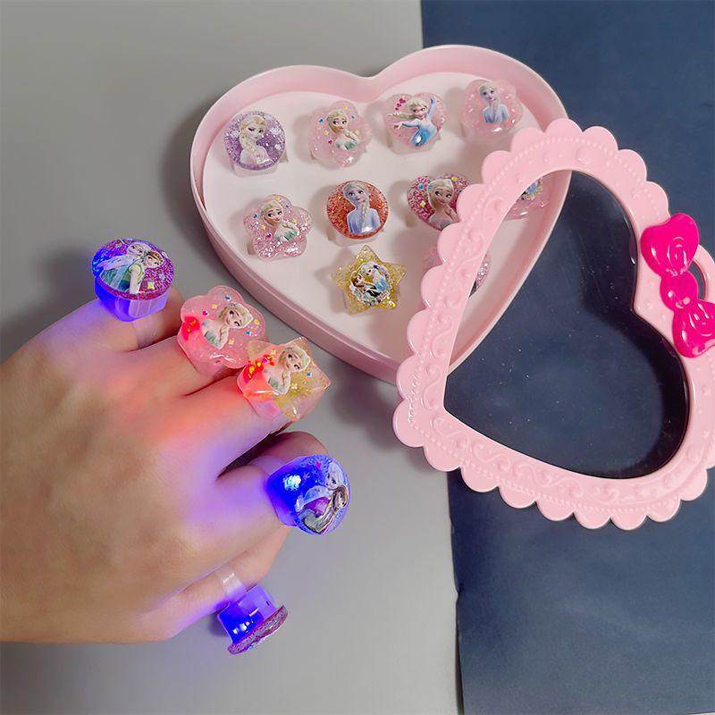 Inele de cristal cu desene animate prințesă pentru fetițe - Cadou de bijuterii pentru copii