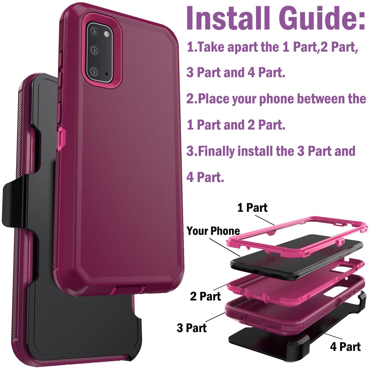 

Противоударный чехол для телефона Samsung Galaxy S20 S20 Plus S20 Ultra S20 FE 5G, тонкий, прочный, усиленный, защитный чехол с клипсой для ремня For Galaxy S20 FE красный