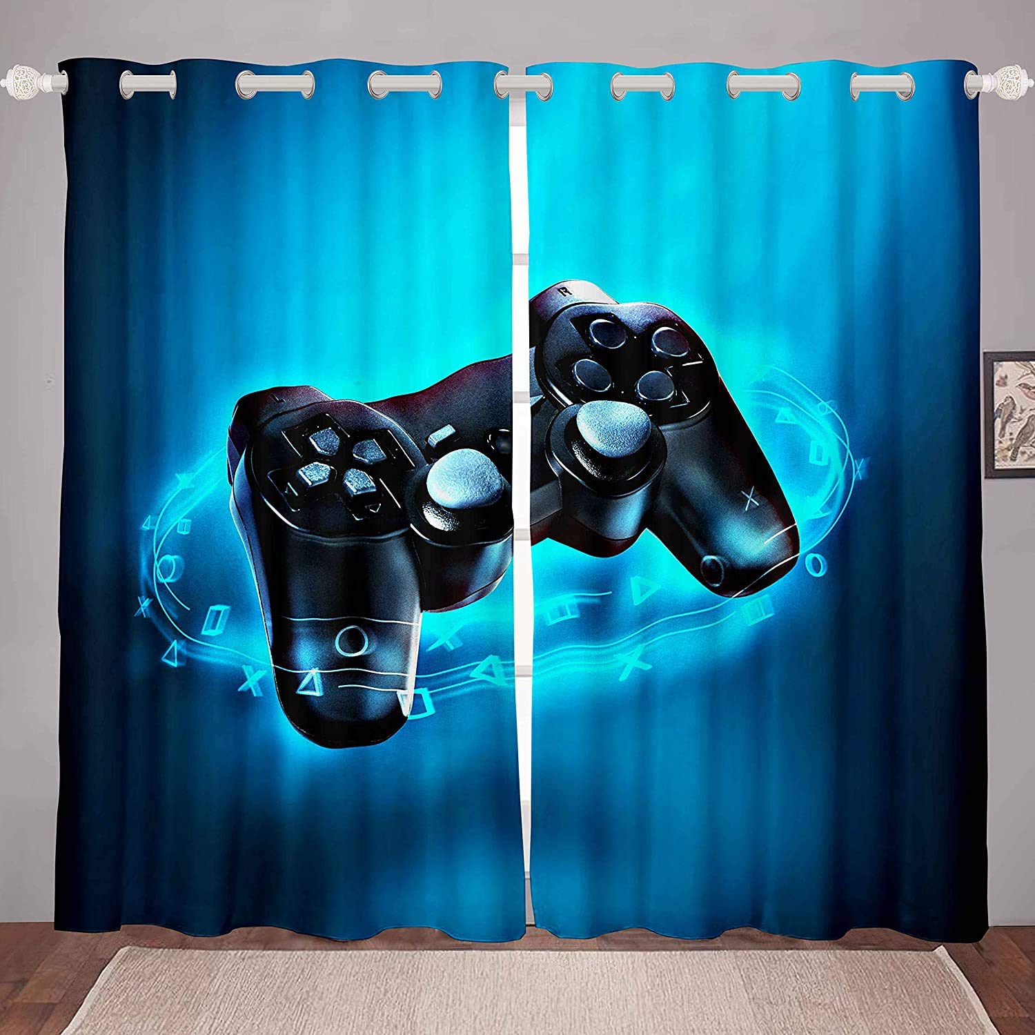 

Gaming Drape Sets Drapes Kids Gamer Video Games Curtain Set for Boys Modern Game Controller Fabric Curtain Piece Forest Green Gamer 2Pieces W60H60(CM)x2PCS&Grommet Top