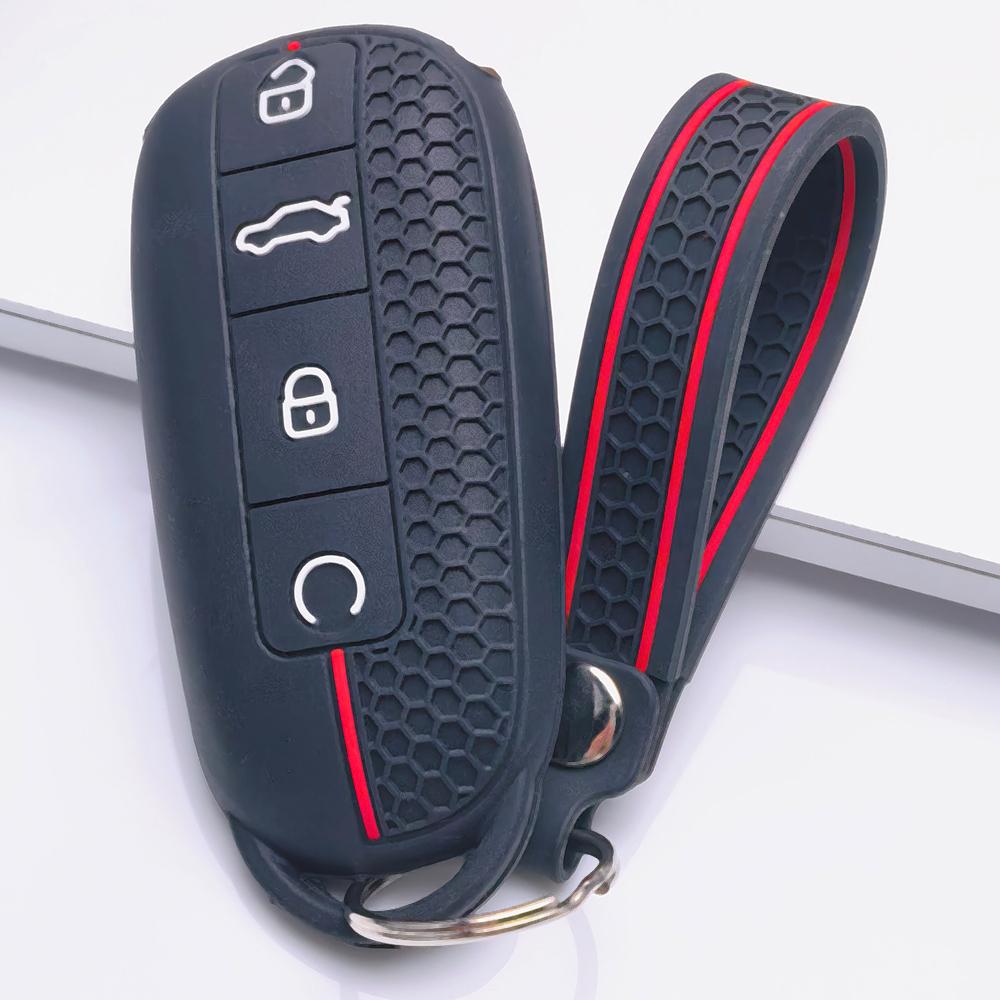 Honeycomb Silicone Key Fob Strap for Chery Tiggo 7 Pro Arrizo 8 OMODA 5 Jetour Traveler Honeycomb Texture Racing Stripe Detachable Keychain Holder