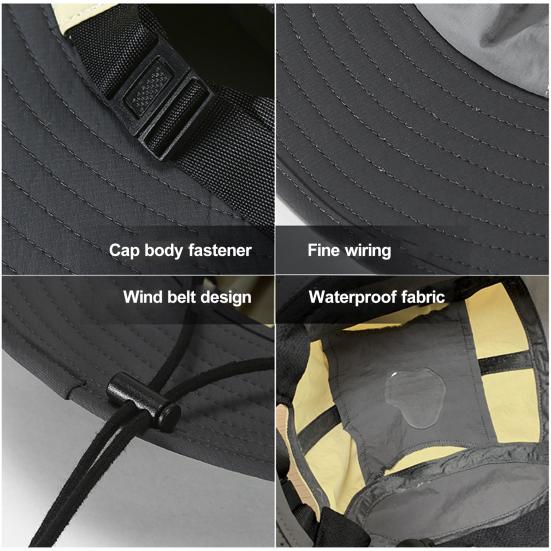 Klobouk na ochranu proti slunci Měkký prodyšný, široký okraj odolný proti UV záření, voděodolný klobouk proti slunci s nastavitelným páskem na bradu