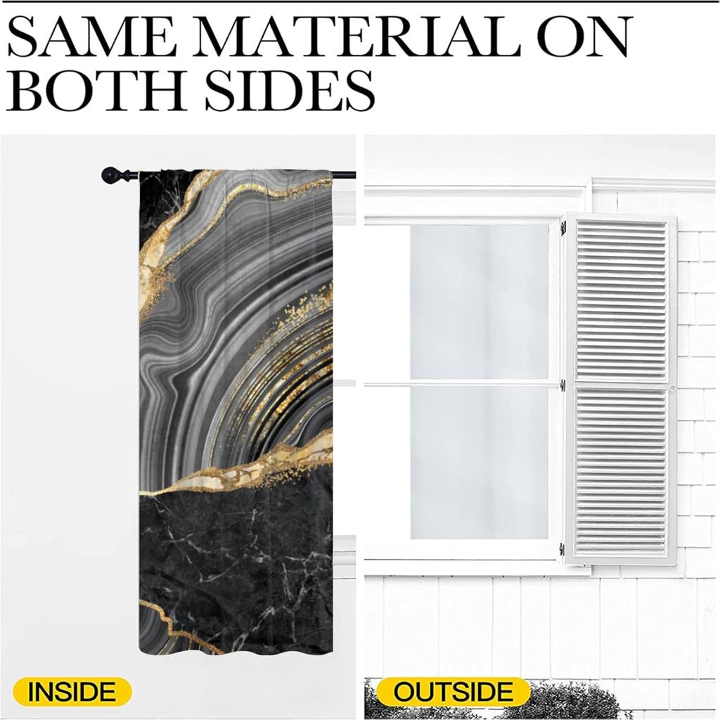 Black Marble Blackout Curtains Black and Gold Window Curtains Women Men Boys Modern White Gold Abstract Art Marble Curtains for
