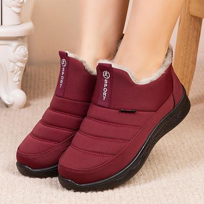 Nouvelles Chaussures Chaudes en Tissu Imperméable, Bottines Courtes Décontractées en Polaire et Épaissies pour Femmes, Chaussures Chaudes d'Hiver pour Maman, Chaussures en Coton Antidérapantes pour Hommes et Femmes