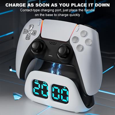 Carregador de Controle Sem Fio de Alta Velocidade para Controle de Jogo PS 5 DualSense Compatível com Luzes LED e Carregamento Rápido de 2-3 Horas
