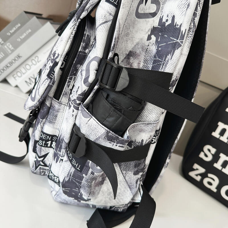 Student School Bag Nylon Backpack Men's Large Capacity Graffiti Backpack