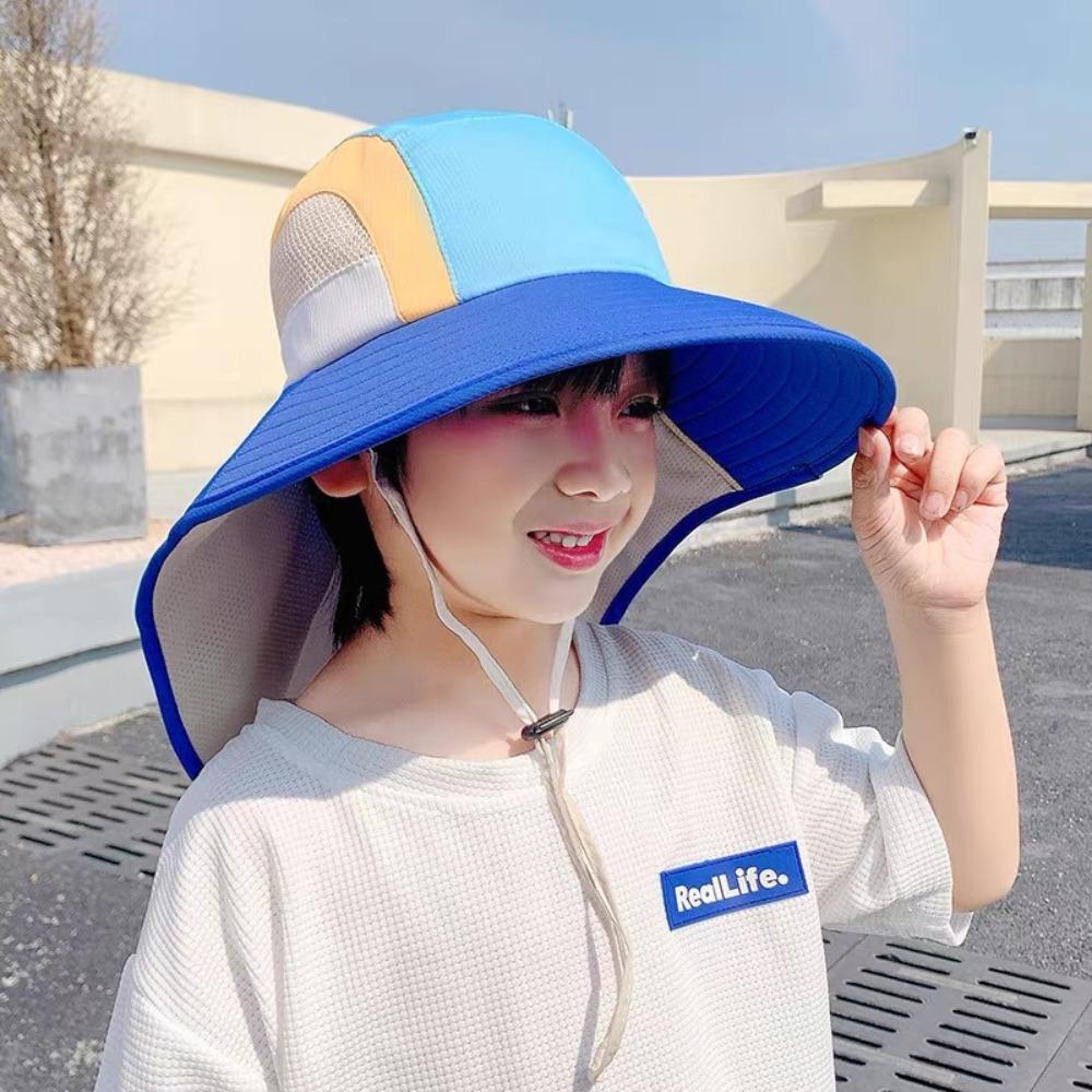 UV Protection Baby Fisherman Cap Sunscreen Wide Brim Bucket Hat Fashion Kids Sun Hat  Girls