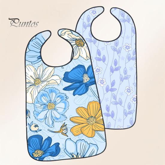 Washable Clothing Protector Adult Bib, Waterproof Easy Clean Feeding with Floral Elderly Mealtime Bib Printed, Protector, for Seniors Dining