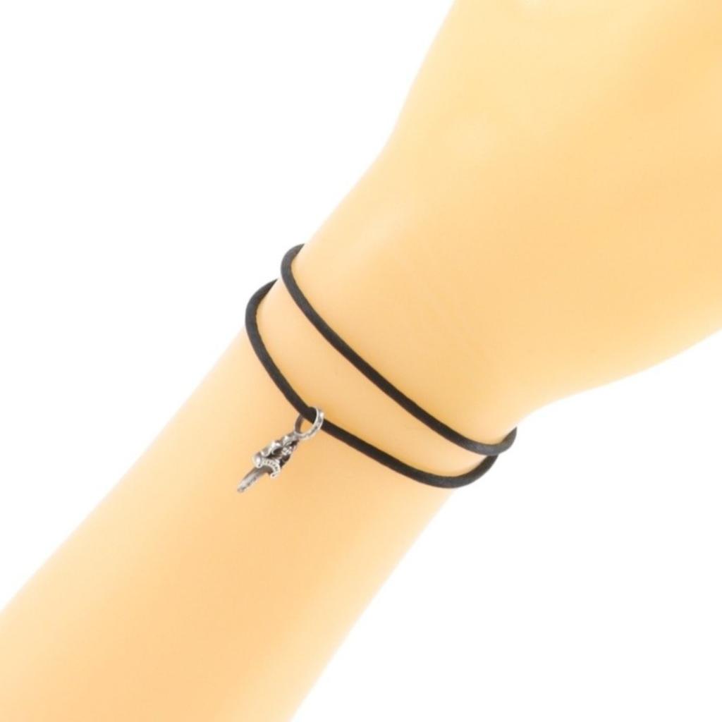 CHROME HEARTS Stack dagger Bracelet Cotton cord black Silver 3.0g unisex Used