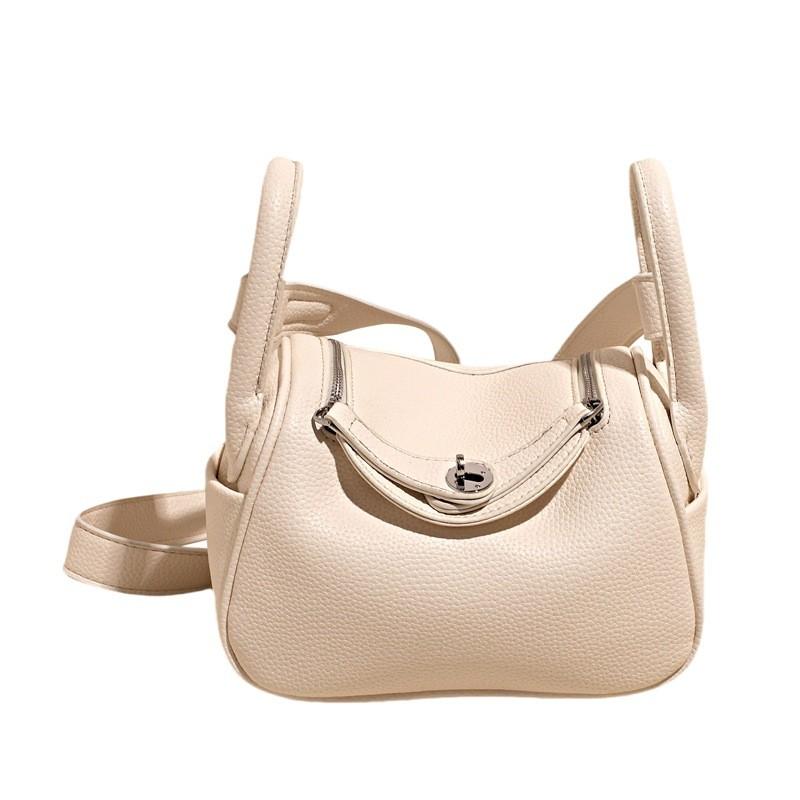 

Urban Chic Solid Color Pu Handbag For Women With Lock Closure And Interior Pockets For Daily Use слонова кістка