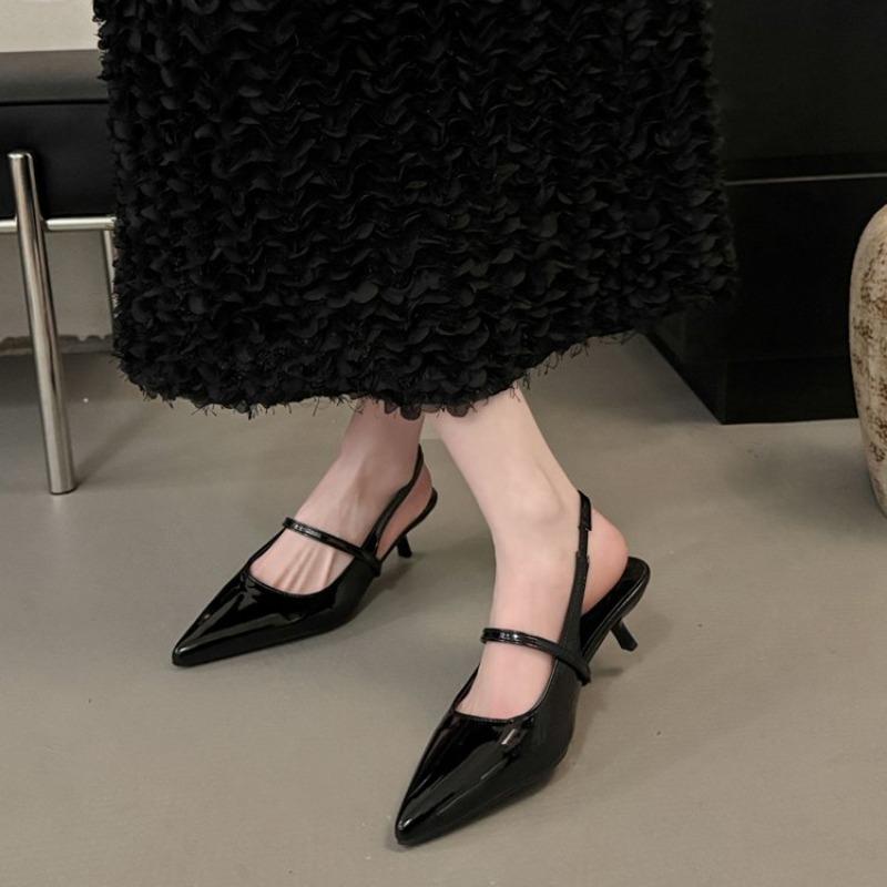 Spitze Zehen Stiletto Absatz Riemchen hinten Hohe Absätze Damen Frühling und Sommer Neu Kleines Elegantes Temperament Baotou Sandalen