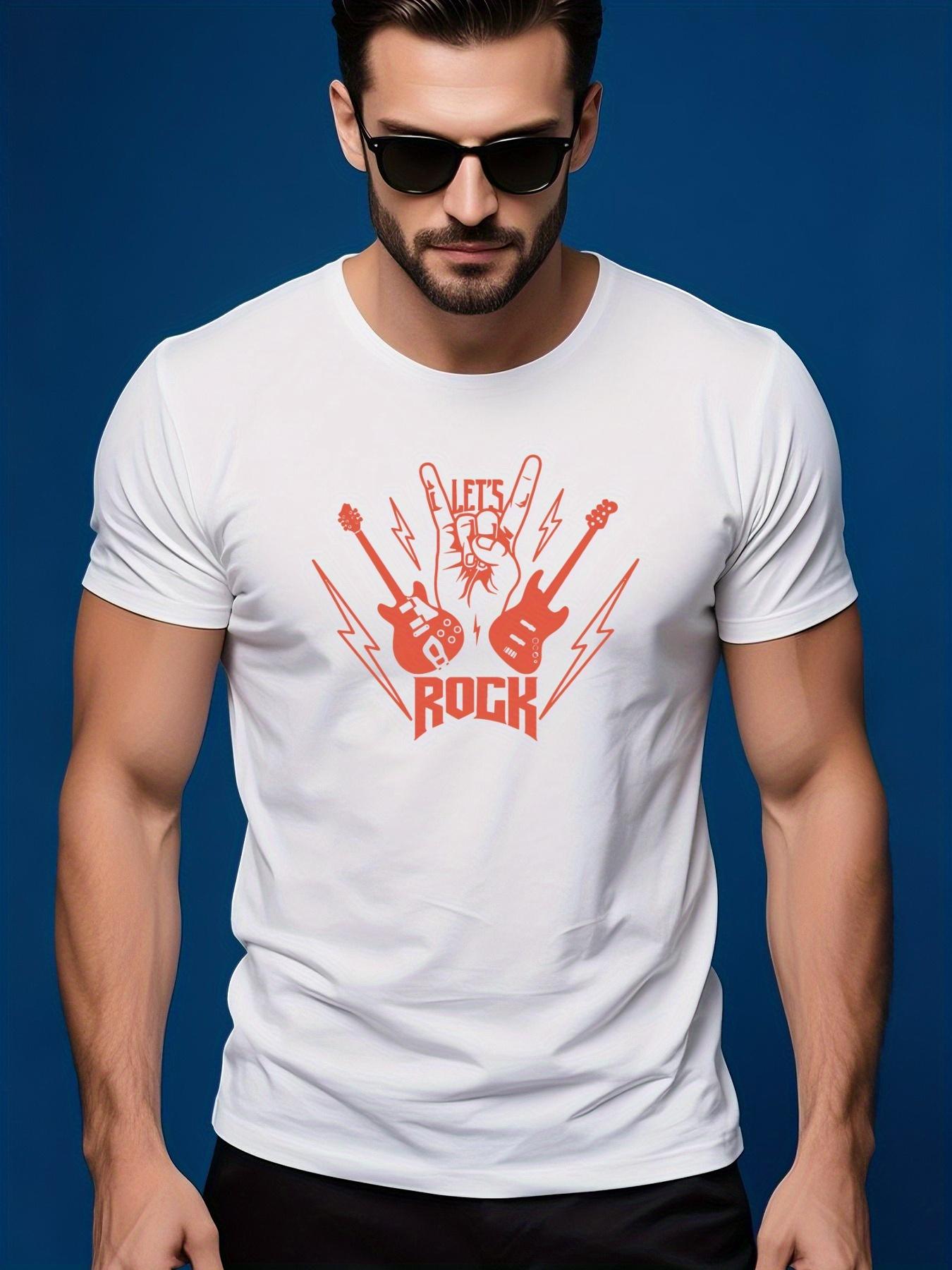 Rock Music Graphic Tshirt - White Casual Short Sleeve Sum... S
