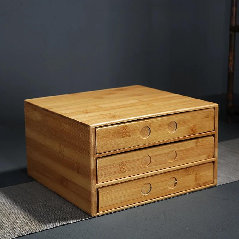 Full Bamboo Tea Box Puerh Tea Cake Box Simple Storage Organizer Multi-layer Tea Leaf Boxes Home Gift