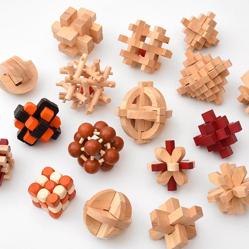 Wooden Brain Teaser Lu Ban Puzzle 3D Unlock Intelligence Games For Adults And Children Educational Toys Rompecabezas Madera