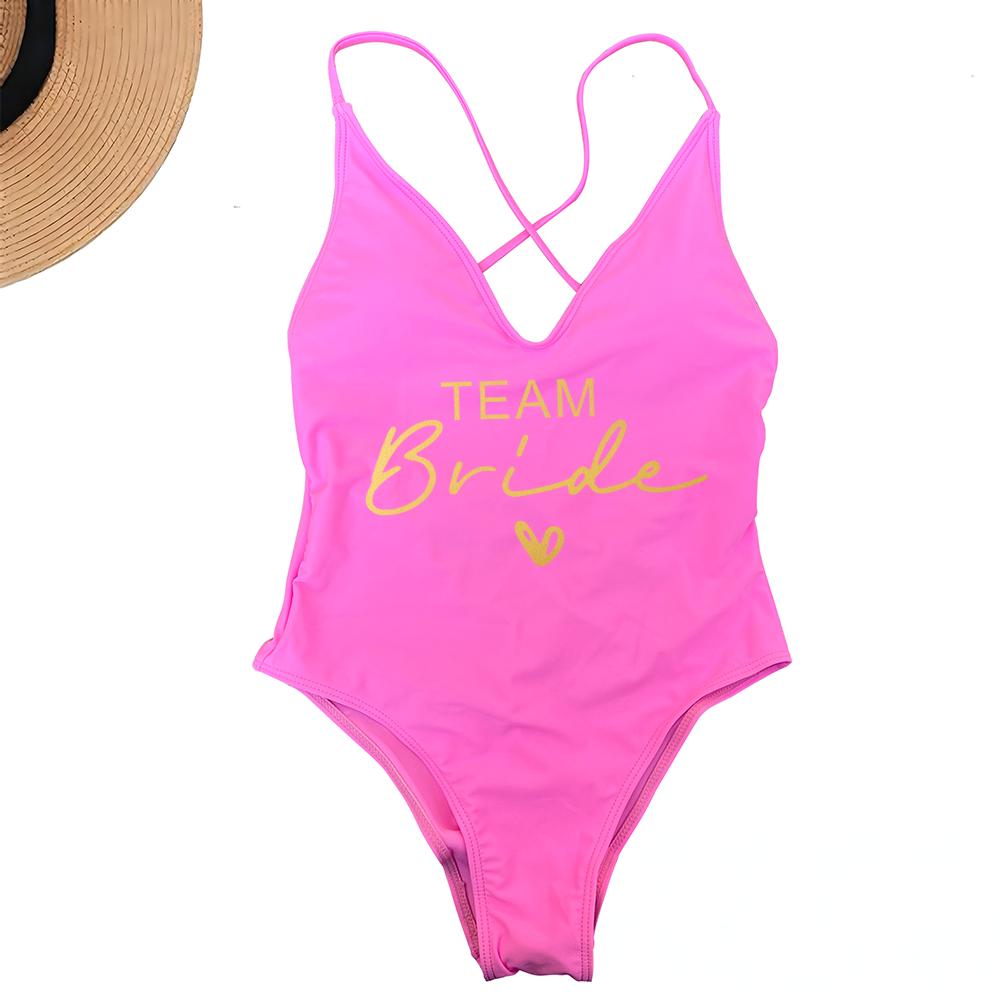 Sexy Padded One Piece Swimsuit Women Team Bride Swimwear Bikini Summer Bathing Suit Plus Size Beachwear Bachelorette Party Lady