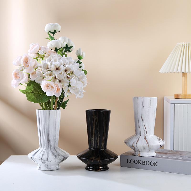 Modern Wabi-Sabi Marble Vase - Minimalist Decor for Home or Hotel