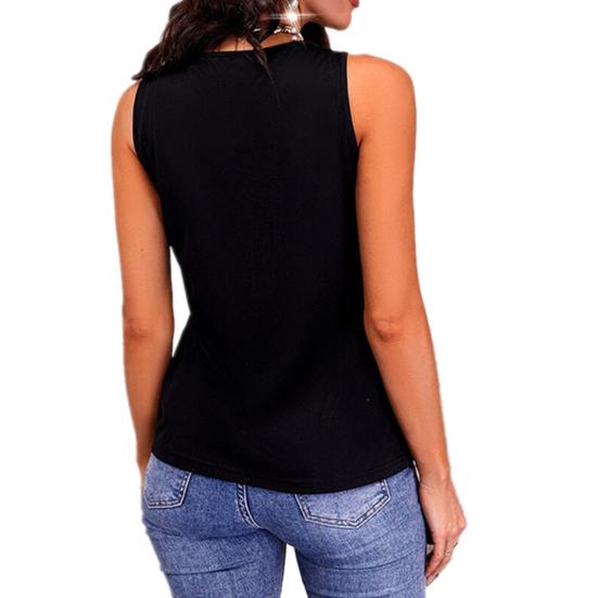 Women Vest Soft Stretchy Sleeveless Tops with Sequins Neckline V-Neck Loose Fit Night Club Camisole Party Date Casual Wear