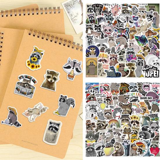 50Pcs Graffiti Stickers Self-adhesive Waterproof Strong Stickiness Exquisite Pattern Wide Application Decorative PVC Lovely Cartoon Animal    Supplies