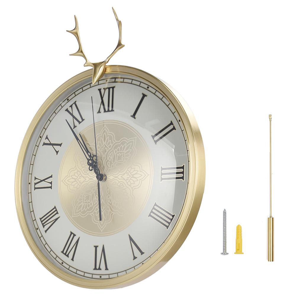 Zegar ścienny cichy miedziany w stylu europejskim zegar wahadłowy z czystej miedzi do wnętrza salonu