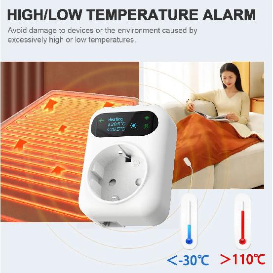 WiFi Tuya Socket Thermostat Plug 220V Digital Temperature Controller Remote Timer Switch Cooling Heating Outlet Alexa Google