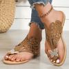 Fashion Flat Toe Sandals Large Size Outer Wear Rhinestone Hollow Cool Slippers Herringbone Slippers