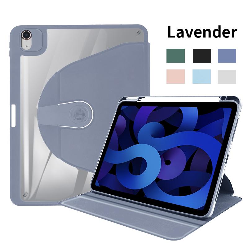 Rotating Case for iPad 9th/8th/7th with Pencil Holder, 360 Degree Rotation Stand Cover Clear Back, Auto Wake/Sleep