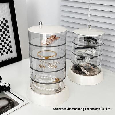 Rotating Transparent Jewelry Storage Box for Earrings, Necklaces, and Hair Accessories