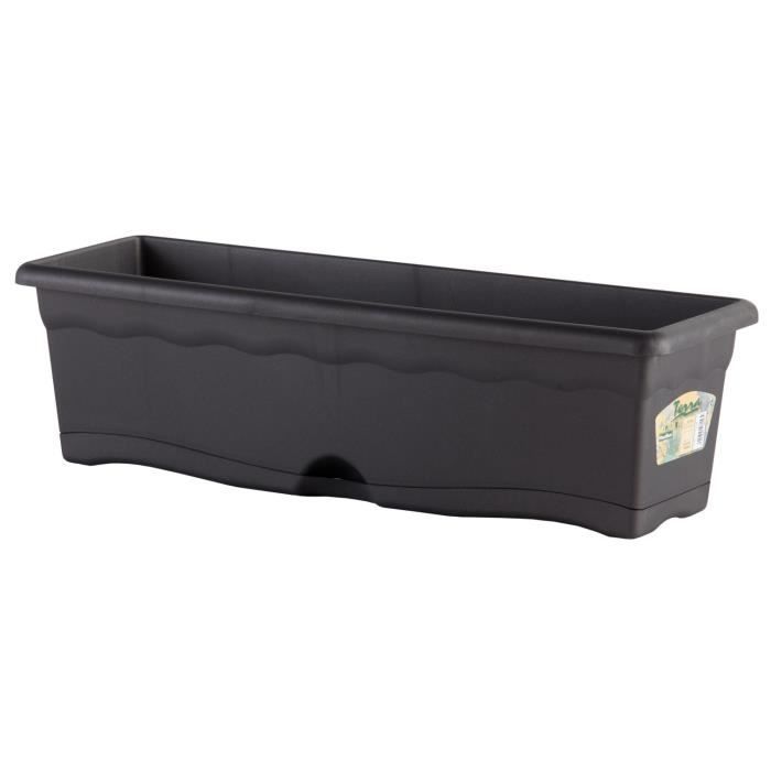 PLASTIKEN Jardinière rectangulaire - 60 X 20 cm avec plateau - Anthracite