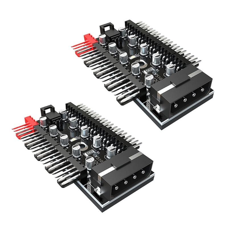 2Pcs PWM Fan Splitter Fan CPU Cooling 10 Port To PWM Adapter 4Pin PC Fan Controller Splitter Adapter Card Adapter