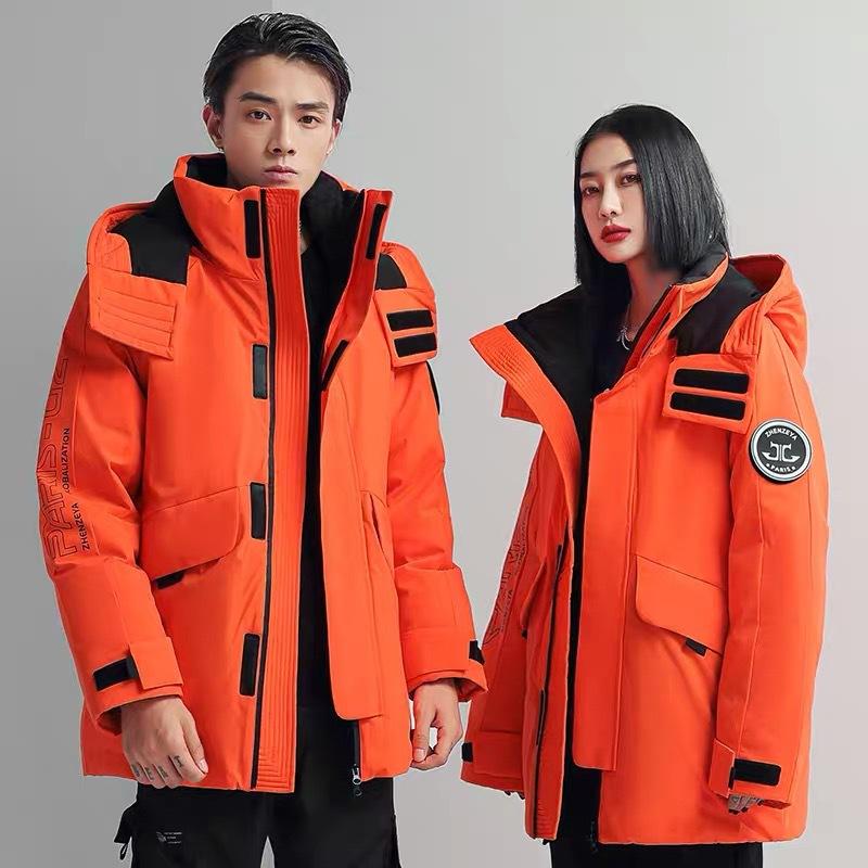 Down jacket men's Korean version winter men's casual couple jacket hooded down jacket trendy brand workwear white duck down jacket