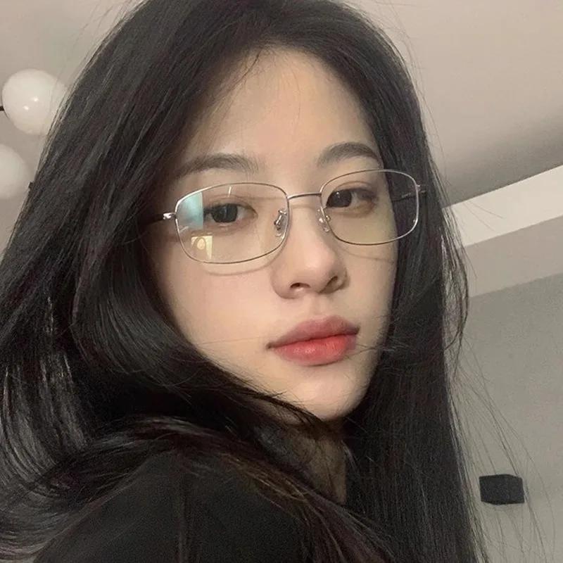 2Pcs Luxury Metal Square Myopia Glasses Women Men Trendy Anti Blue Light Near Sight Eyeglasses Ultralight Minus Sight Eyewear