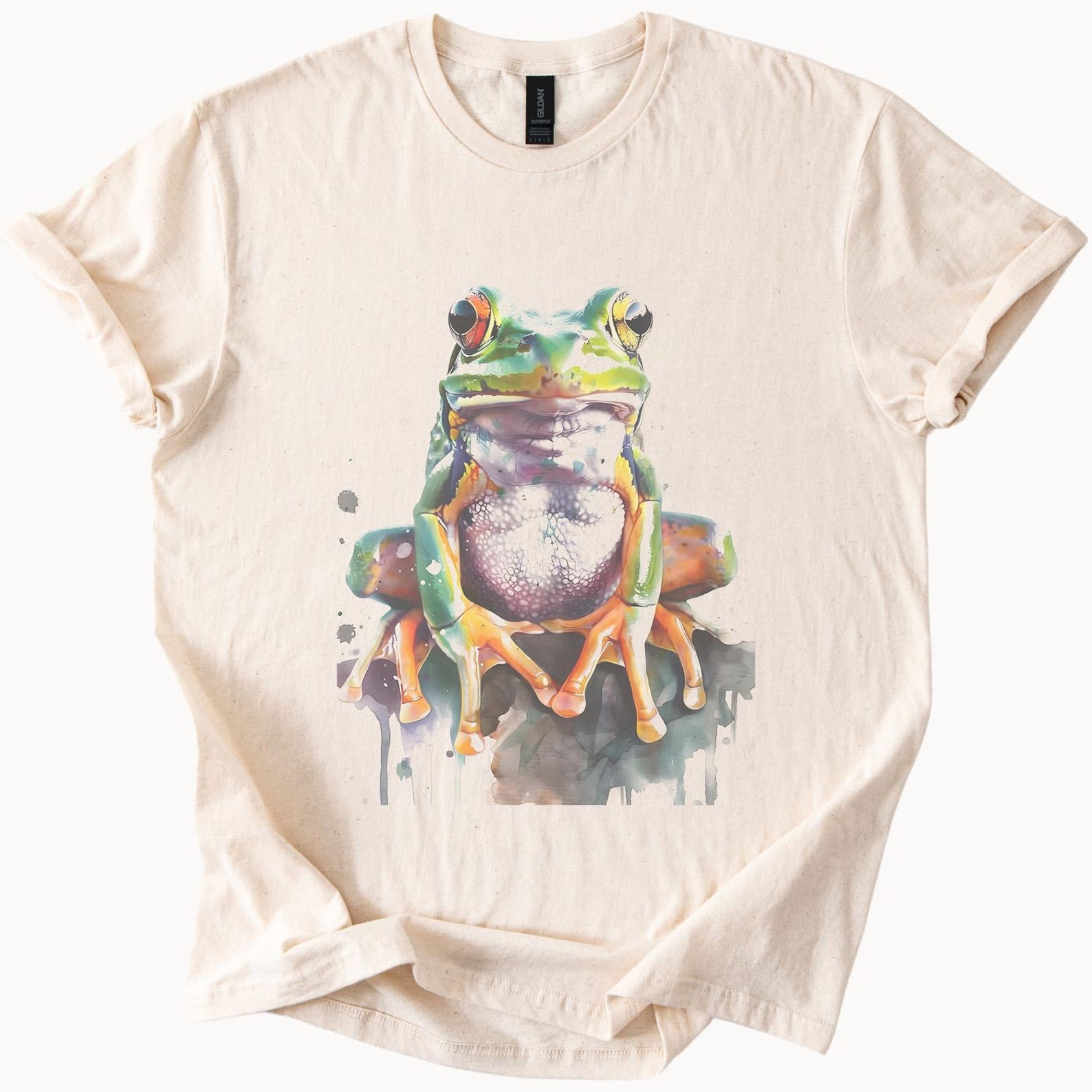 Watercolor Tree Frog Art Shirt Colorful Frog Graphic Tshirt 150